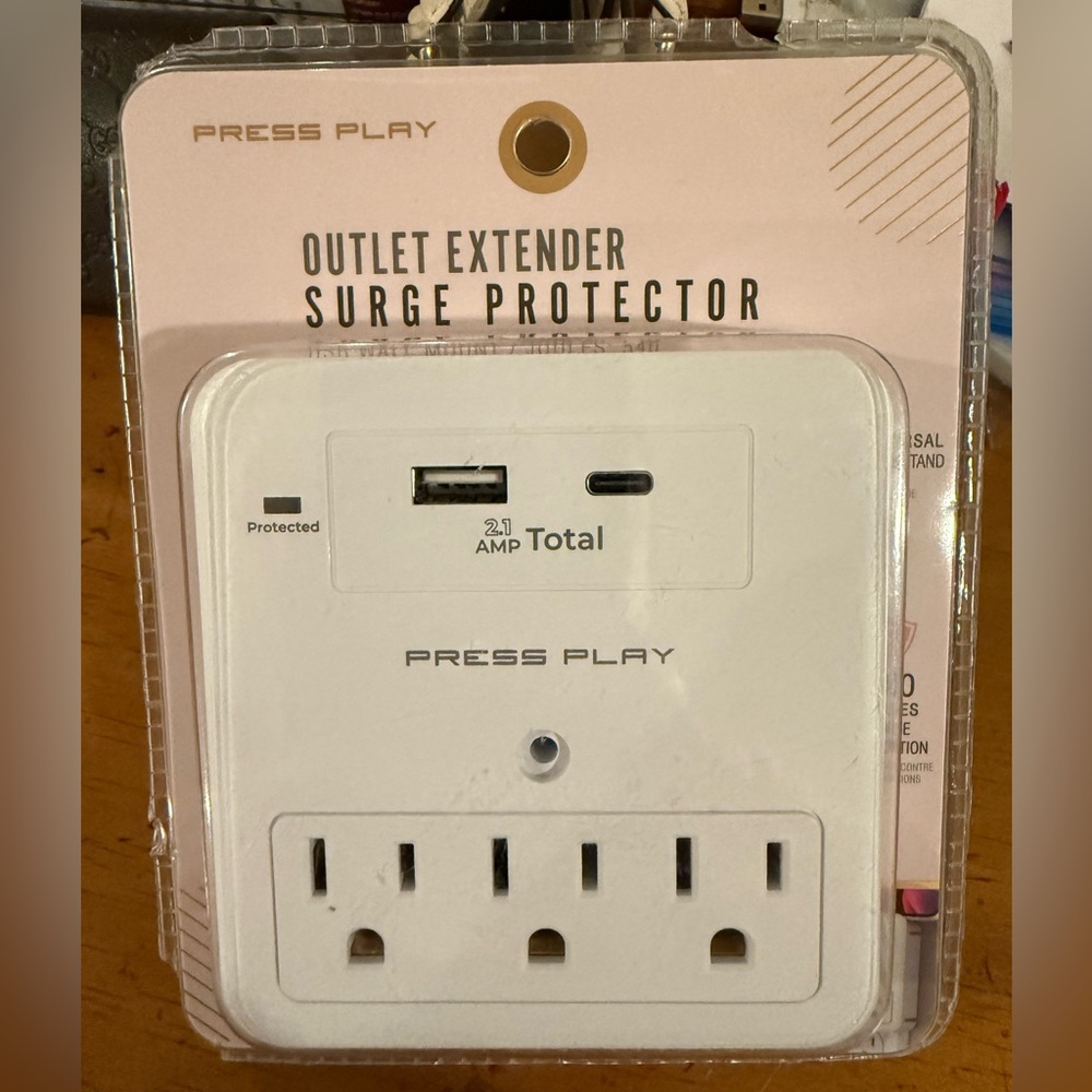 White Outlet Extender Surge Protector